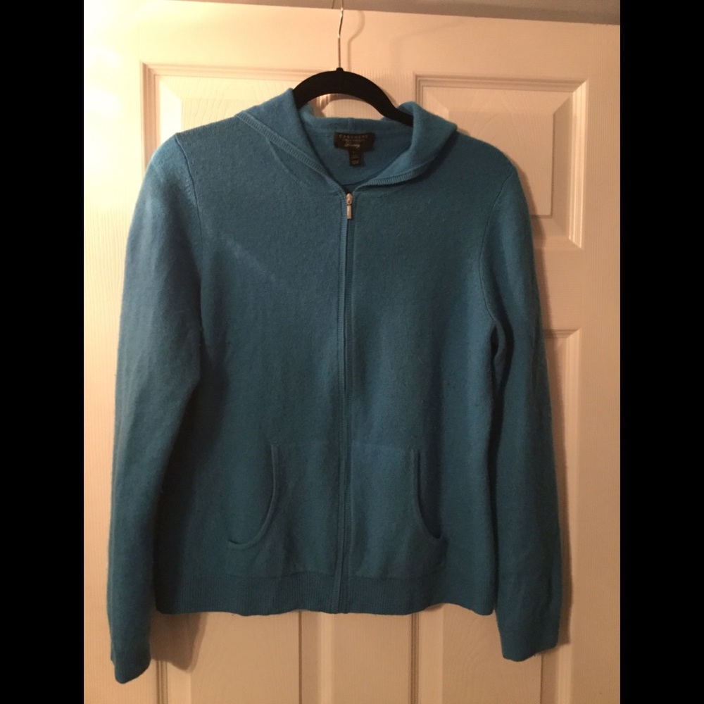 Charter Club Cashmere hoodie zip front sweater